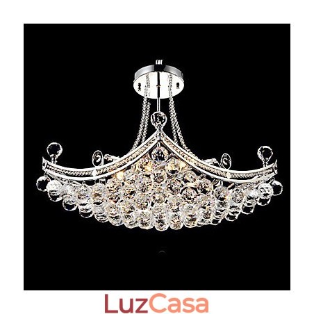Luminária pendente moderna contemporânea de cristal galvanizado em metal Luminária pendente moderna contemporânea de cristal galvanizado em metal