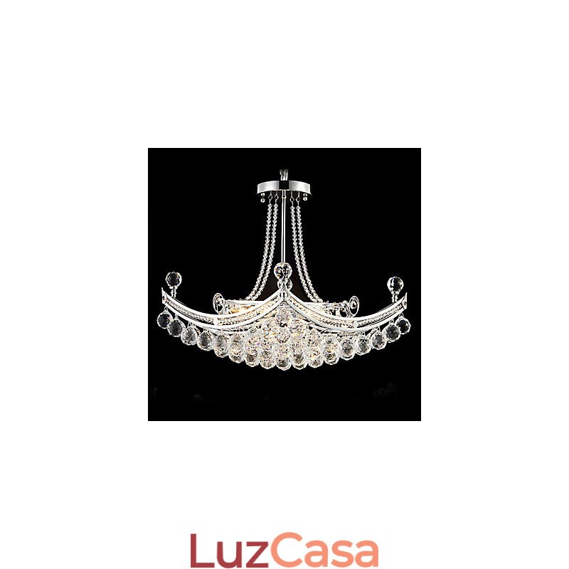 Luminária pendente moderna contemporânea de cristal galvanizado em metal