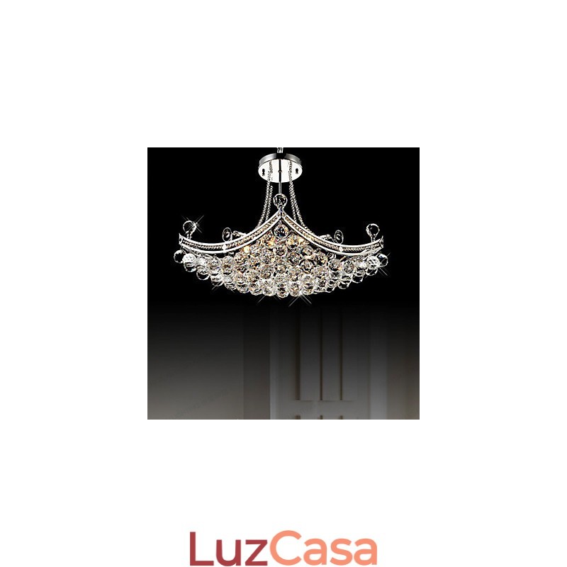 Luminária pendente moderna contemporânea de cristal galvanizado em metal