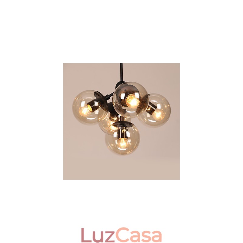 Lustre 5 Luzes Bola De Vidro Luzes Retro Ao Ar Livre Garagem Metal