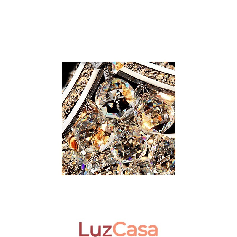Luminária pendente moderna contemporânea de cristal galvanizado em metal