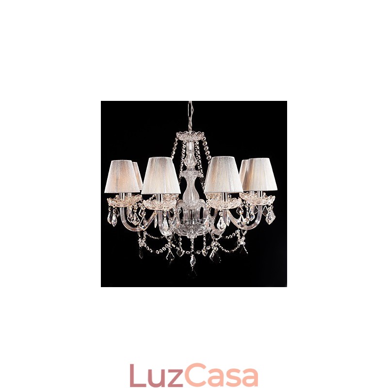 Lustre de Cristal Luxo Moderno Living 8 Luzes