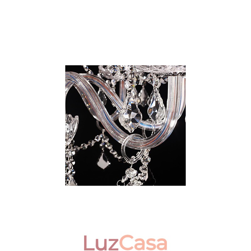Lustre de Cristal Luxo Moderno Living 8 Luzes