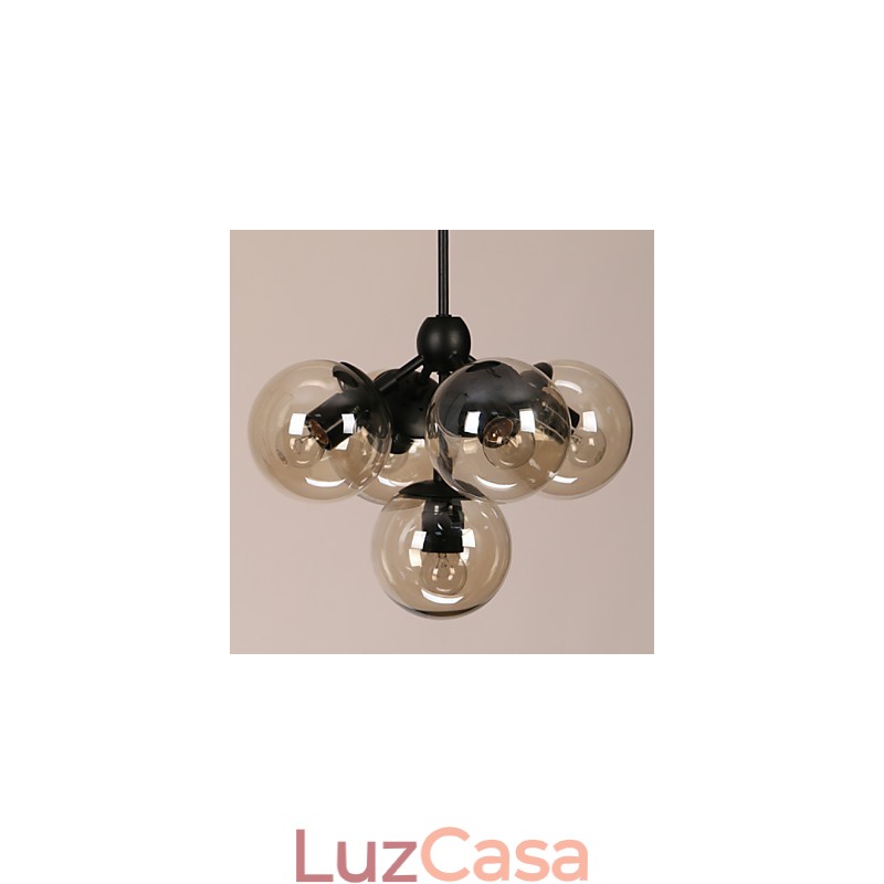 Lustre 5 Luzes Bola De Vidro Luzes Retro Ao Ar Livre Garagem Metal