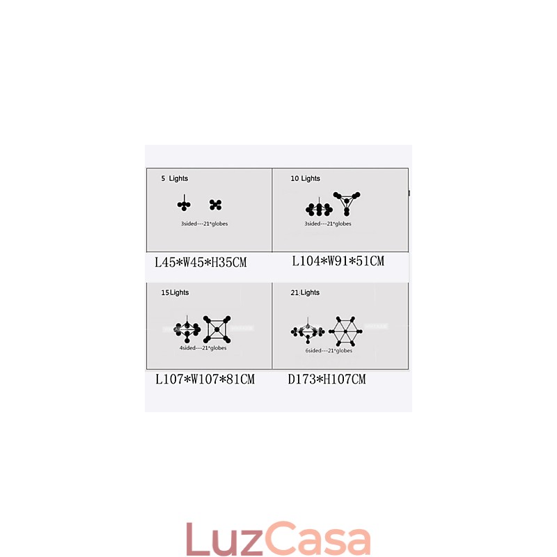 Lustre 5 Luzes Bola De Vidro Luzes Retro Ao Ar Livre Garagem Metal