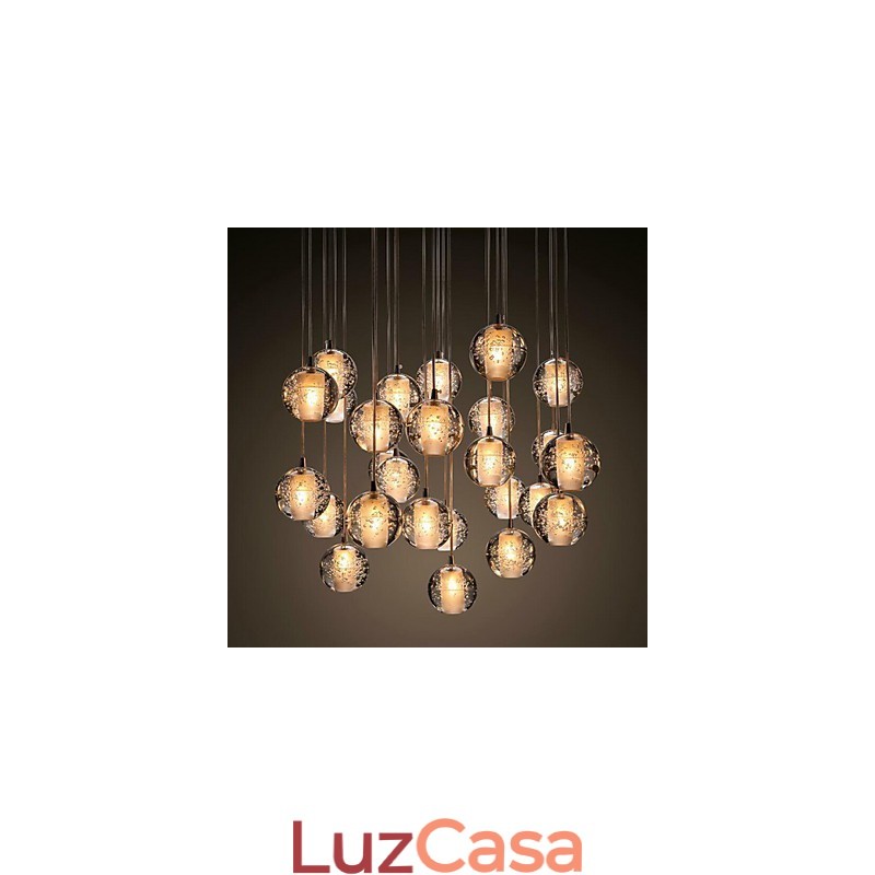 Luminária pendente G4 Retroifit 3W Cromado Cristal Moderno Contemporâneo Luminária pendente