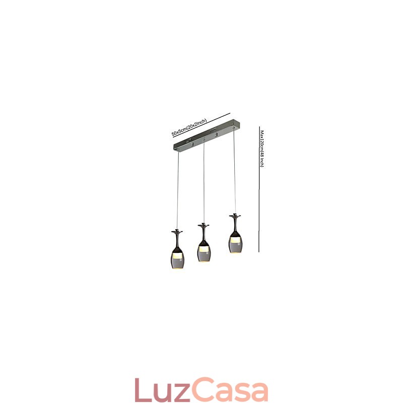 Luminárias pendentes 3 luzes placa traseira longa moderna contemporânea