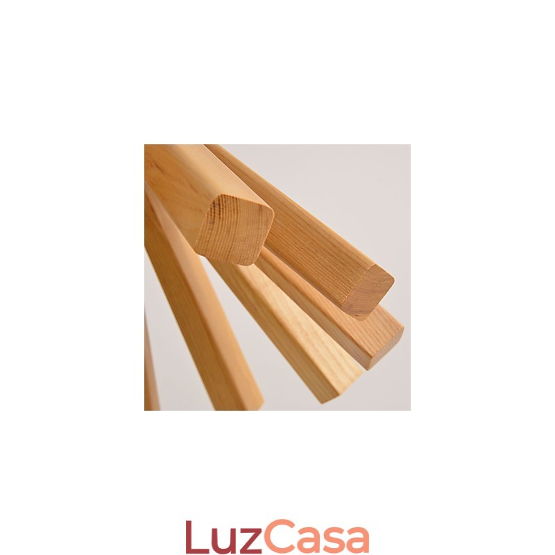 Luminária pendente retrô de madeira e bambu