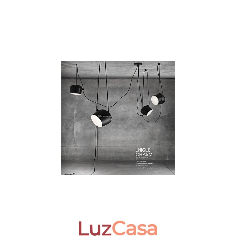 Luminária pendente de metal com pintura contemporânea moderna