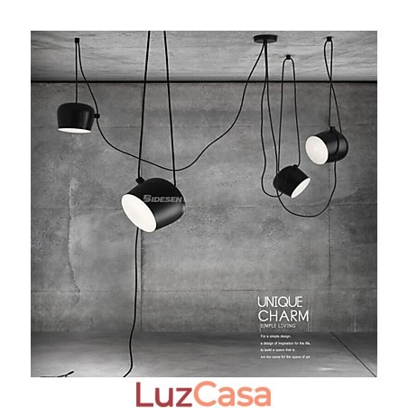 Luminária pendente de metal com pintura contemporânea moderna