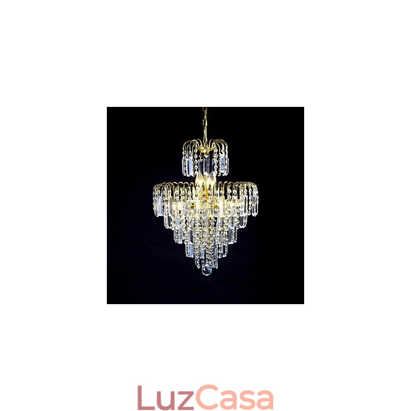 Lustre de luxo estilo europeu com 6 luzes em formato de coroa