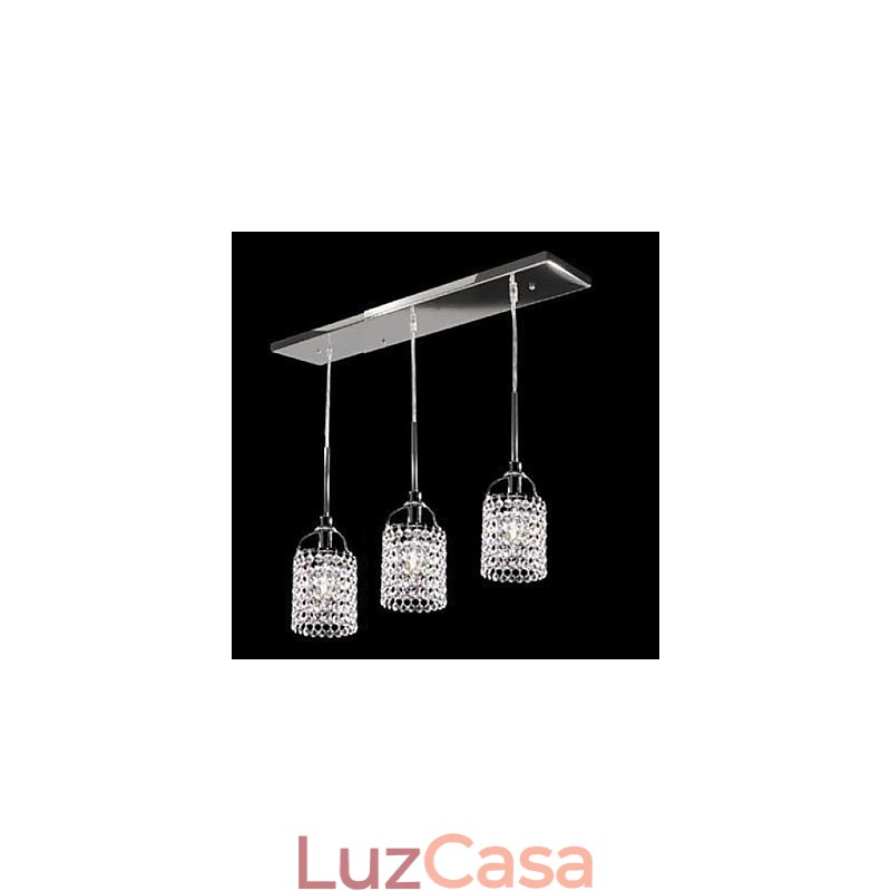 Luminária pendente de metal cristal