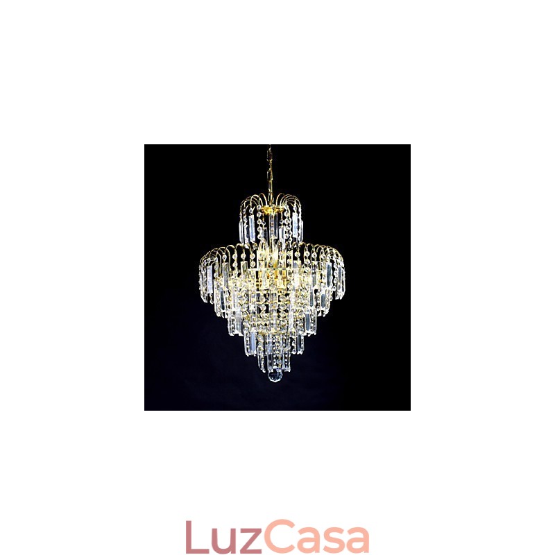 Lustre de luxo estilo europeu com 6 luzes em formato de coroa
