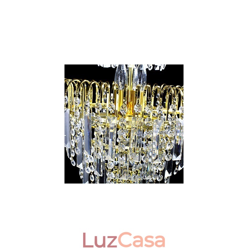 Lustre de luxo estilo europeu com 6 luzes em formato de coroa