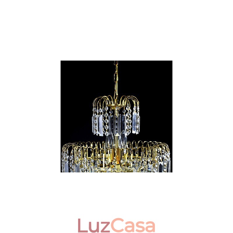 Lustre de luxo estilo europeu com 6 luzes em formato de coroa