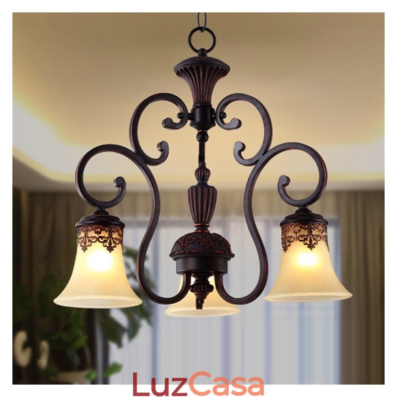 Lustre de metal com pintura de ilha rural vintage, montagem embutida