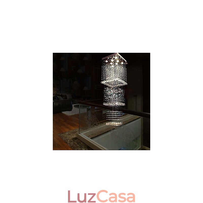 Luminárias pendentes de cristal de teto Iluminação 8 luzes Moderno Luxuoso Prata Canpoy K9 Luminárias de cristal transparente