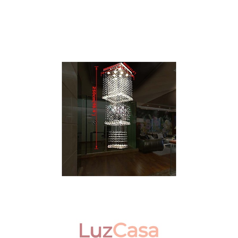 Luminárias pendentes de cristal de teto Iluminação 8 luzes Moderno Luxuoso Prata Canpoy K9 Luminárias de cristal transparente