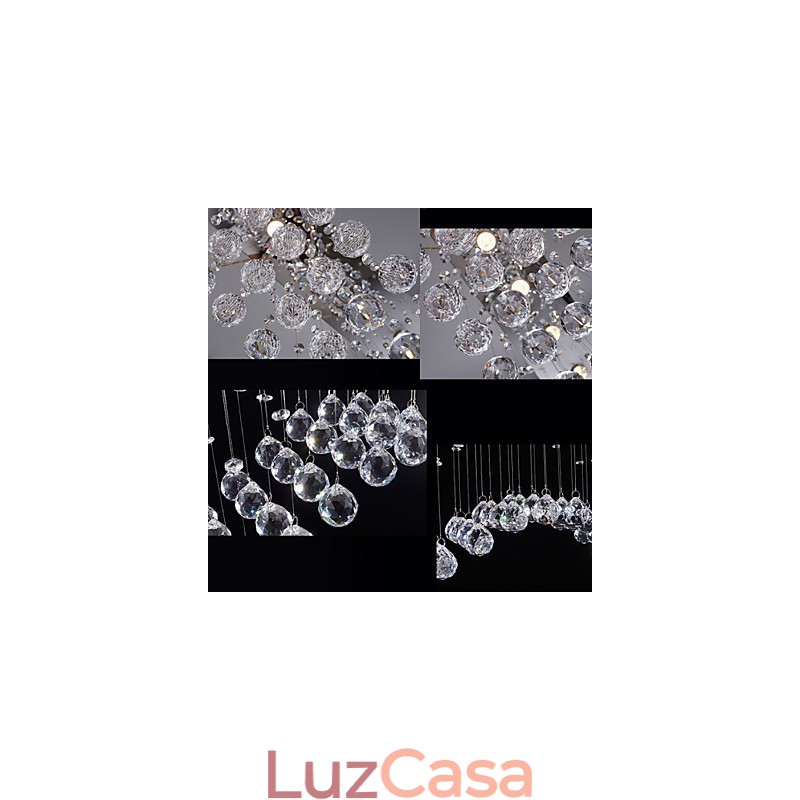 Luminárias pendentes de cristal de teto Iluminação 8 luzes Moderno Luxuoso Prata Canpoy K9 Luminárias de cristal transparente