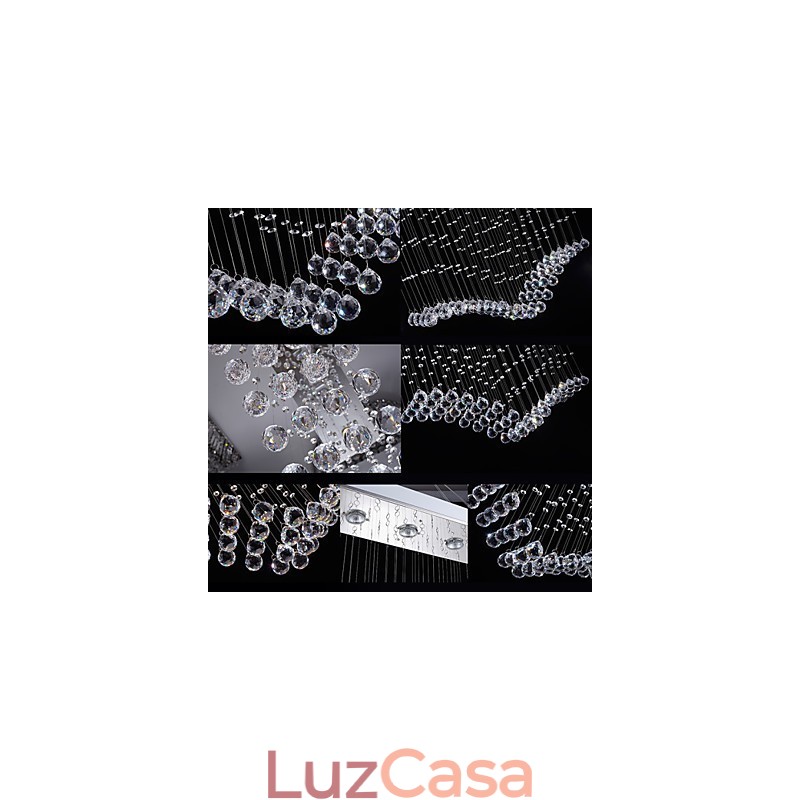 Luminárias pendentes de cristal de teto Iluminação 8 luzes Moderno Luxuoso Prata Canpoy K9 Luminárias de cristal transparente