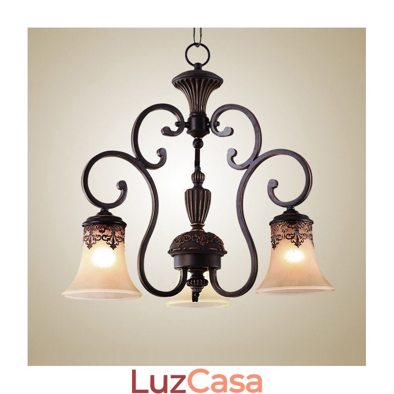 Lustre de metal com pintura de ilha rural vintage, montagem embutida