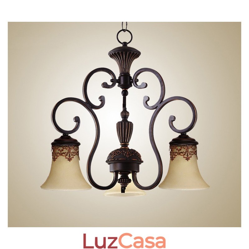 Lustre de metal com pintura de ilha rural vintage, montagem embutida
