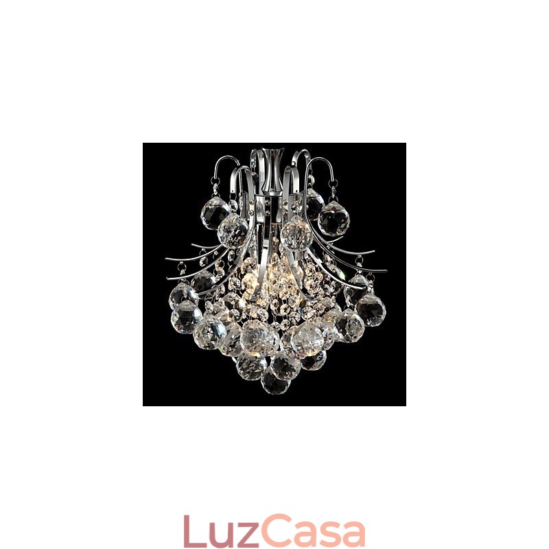 Lustre moderno contemporâneo de cristal cromado com pingente de luz