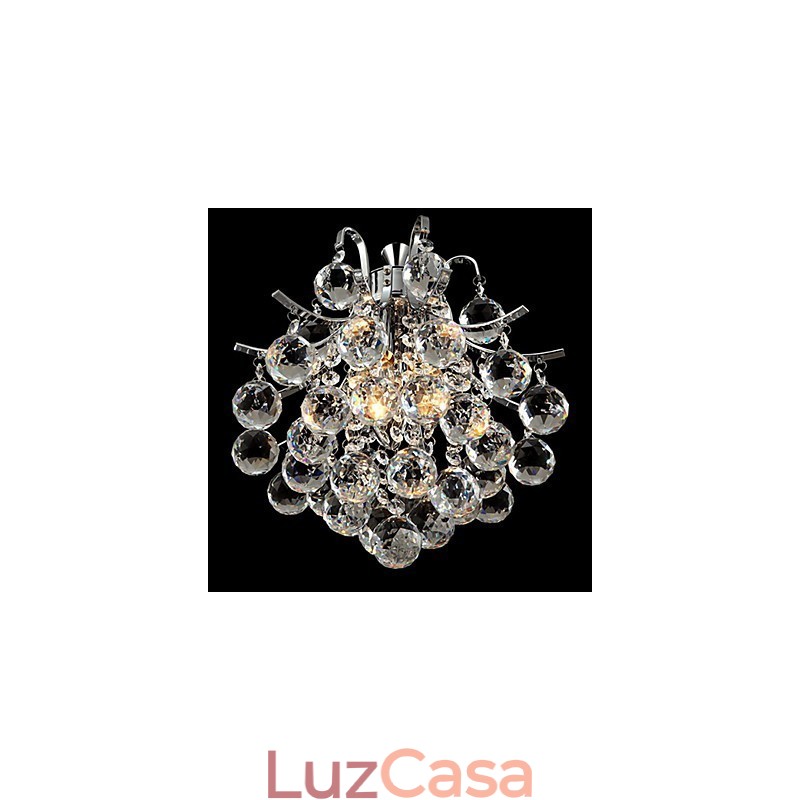 Lustre moderno contemporâneo de cristal cromado com pingente de luz