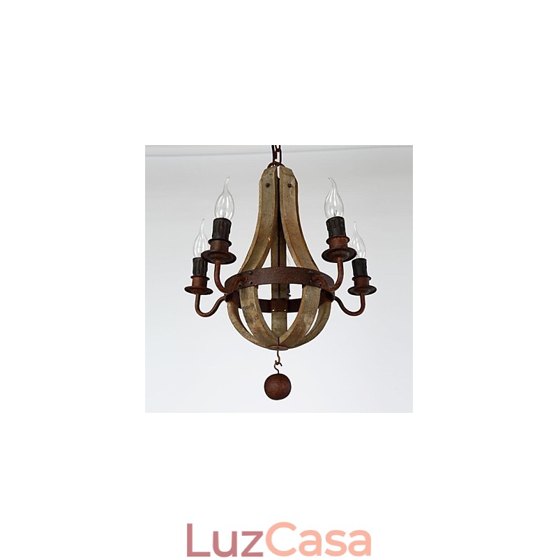 Lustre de madeira e bambu com pintura estilo vintage mini