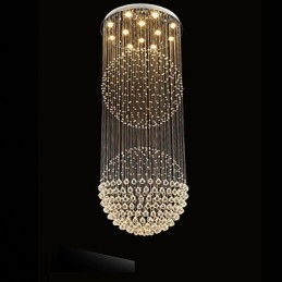 Luminária pendente moderna de cristal, lustre de 12 luzes, canpoy prateado, globo de cristal transparente, luminárias de teto