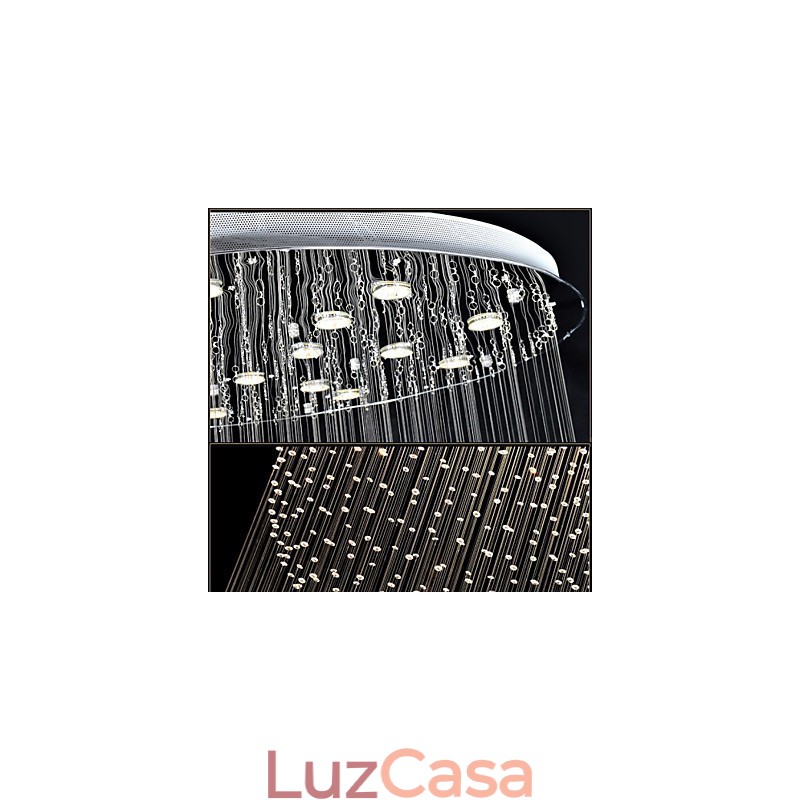 Luminária pendente moderna de cristal, lustre de 12 luzes, canpoy prateado, globo de cristal transparente, luminárias de teto