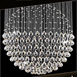 Luminária pendente moderna de cristal, lustre de 12 luzes, canpoy prateado, globo de cristal transparente, luminárias de teto