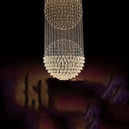 Luminária pendente moderna de cristal, lustre de 12 luzes, canpoy prateado, globo de cristal transparente, luminárias de teto