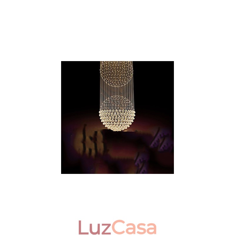Luminária pendente moderna de cristal, lustre de 12 luzes, canpoy prateado, globo de cristal transparente, luminárias de teto