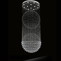 Luminária pendente moderna de cristal, lustre de 12 luzes, canpoy prateado, globo de cristal transparente, luminárias de teto