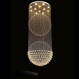 Luminária pendente moderna de cristal, lustre de 12 luzes, canpoy prateado, globo de cristal transparente, luminárias de teto