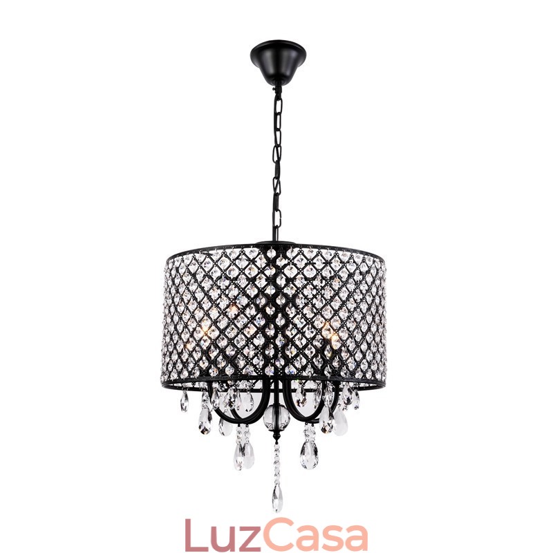 Lustre moderno contemporâneo de cristal cromado com tambor