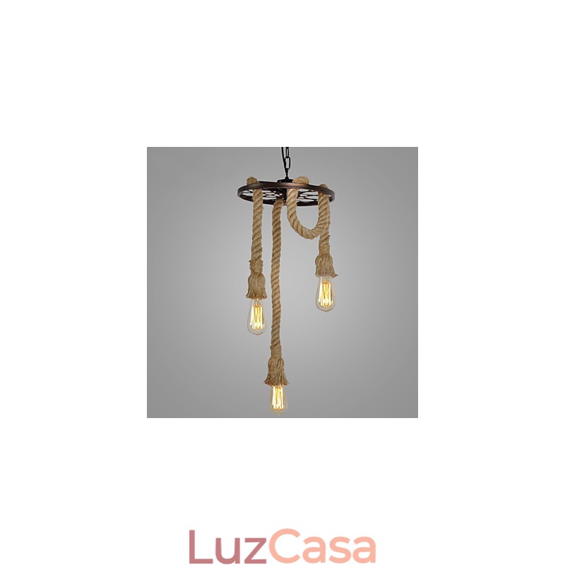Luminária pendente de metal galvanizado estilo retrô mini