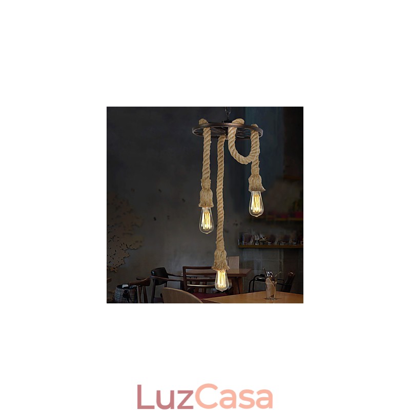 Luminária pendente de metal galvanizado estilo retrô mini