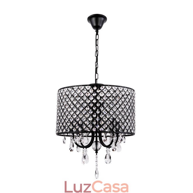 Lustre moderno contemporâneo de cristal cromado com tambor