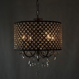Lustre moderno contemporâneo de cristal cromado com tambor
