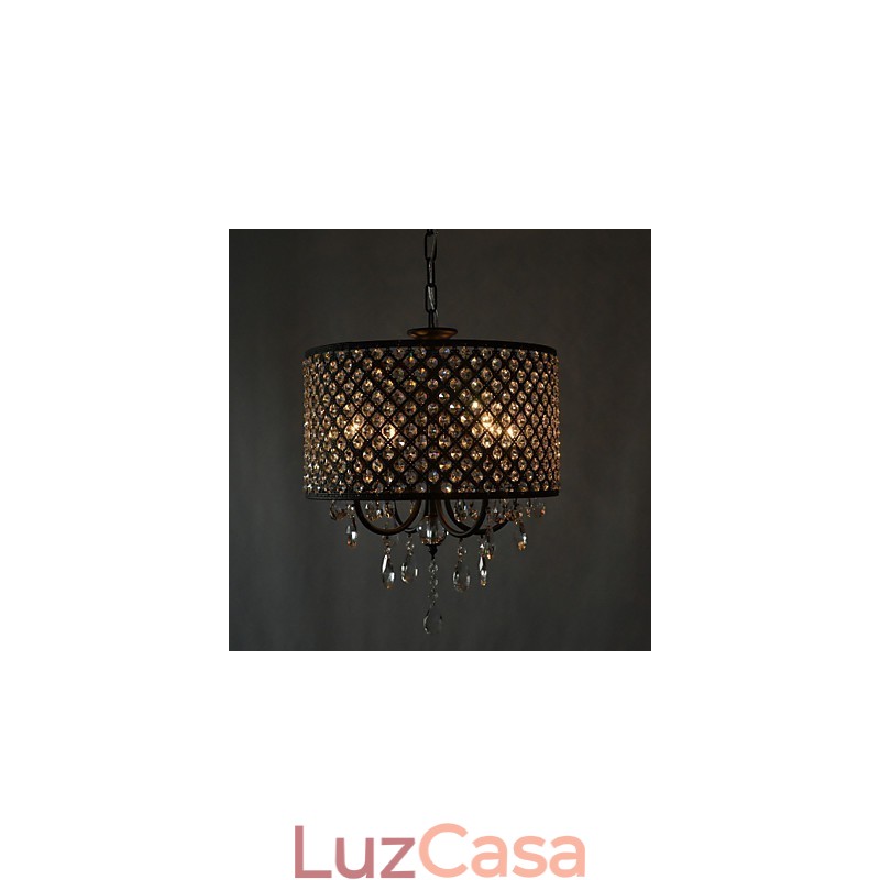 Lustre moderno contemporâneo de cristal cromado com tambor