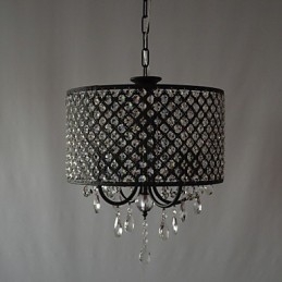 Lustre moderno contemporâneo de cristal cromado com tambor