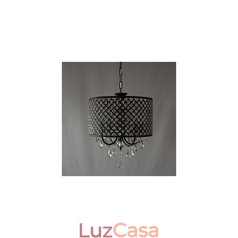 Lustre moderno contemporâneo de cristal cromado com tambor