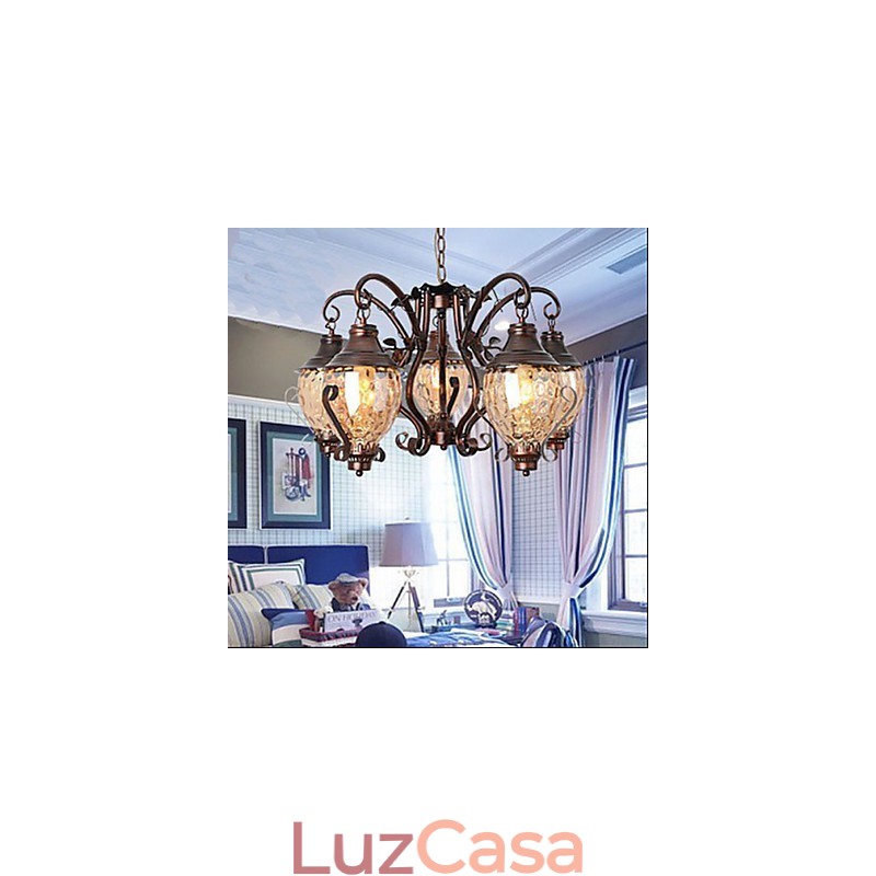 Lustre de ferro antigo pastoral europeu retrô