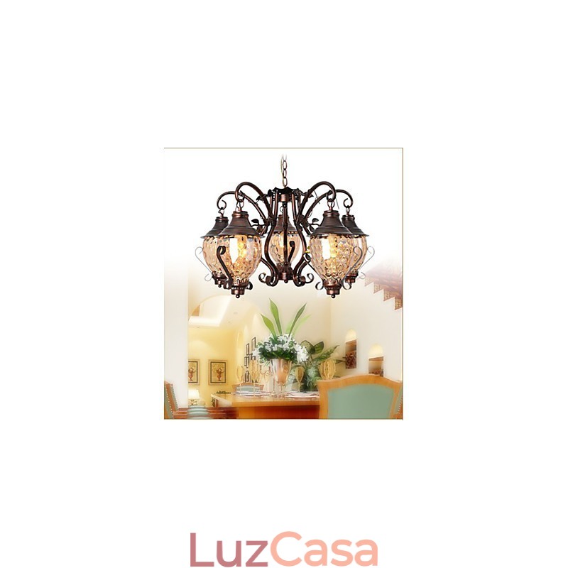 Lustre de ferro antigo pastoral europeu retrô