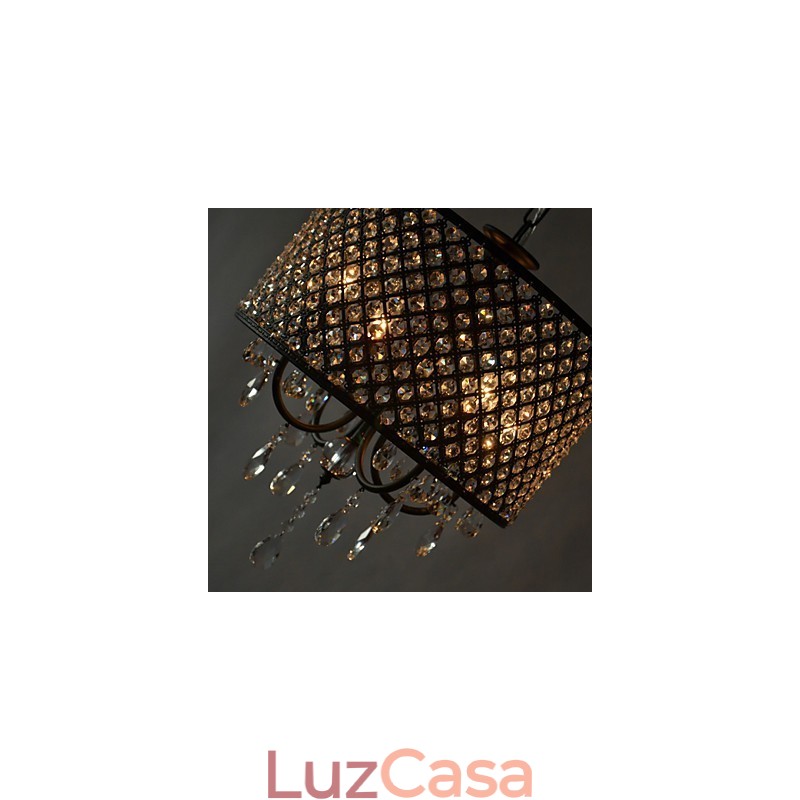 Lustre moderno contemporâneo de cristal cromado com tambor