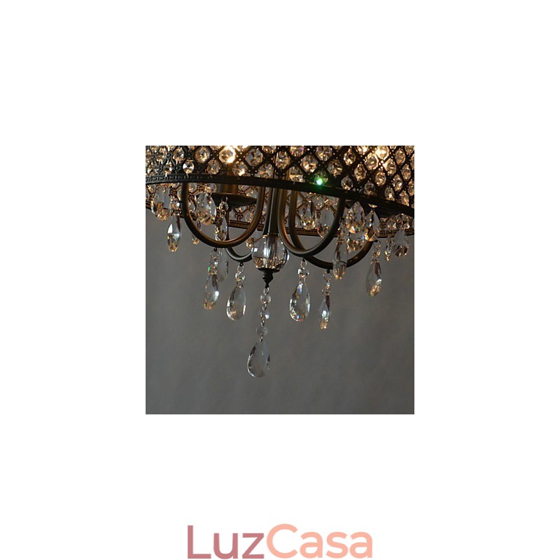 Lustre moderno contemporâneo de cristal cromado com tambor