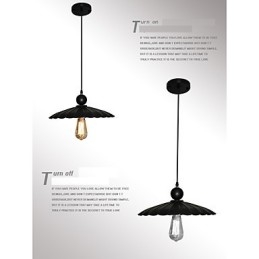 Pingente de metal tipo guarda-chuva preto vintage médio com uma luz