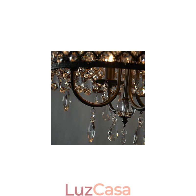 Lustre moderno contemporâneo de cristal cromado com tambor